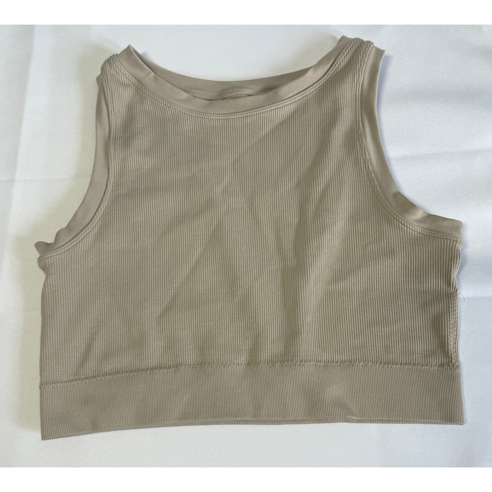 Pro Fit Womens Tank Top XL Tan Ribbed Pro Fit Seamless Athleisure Earthy Yoga
